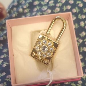 Elegant Gold Padlock Charm with Crystals